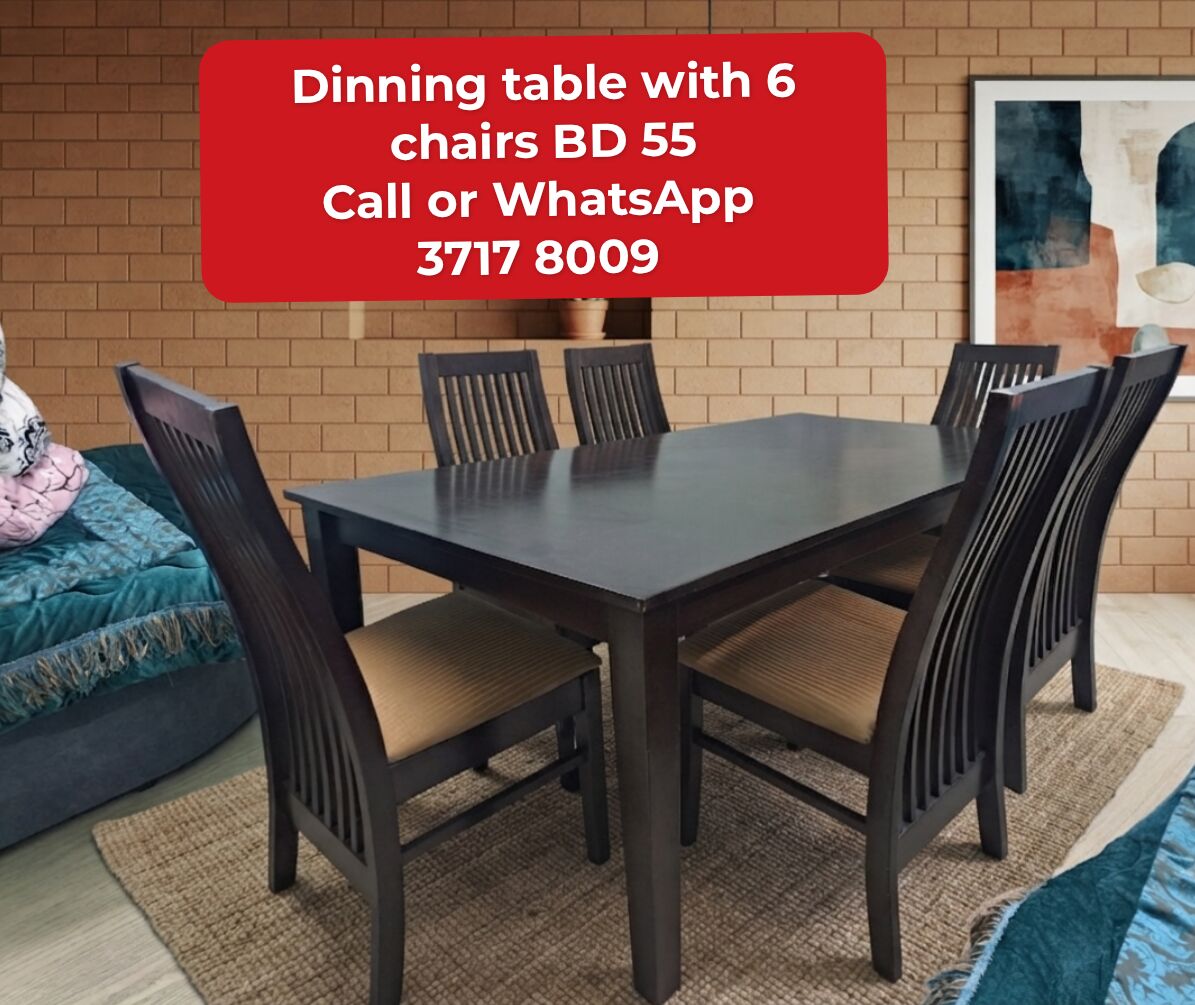 Manama, Furniture, BHD 55,  🌍🌎Dinning Table With 6 Chairs In Good Condition For Sale With Delivery