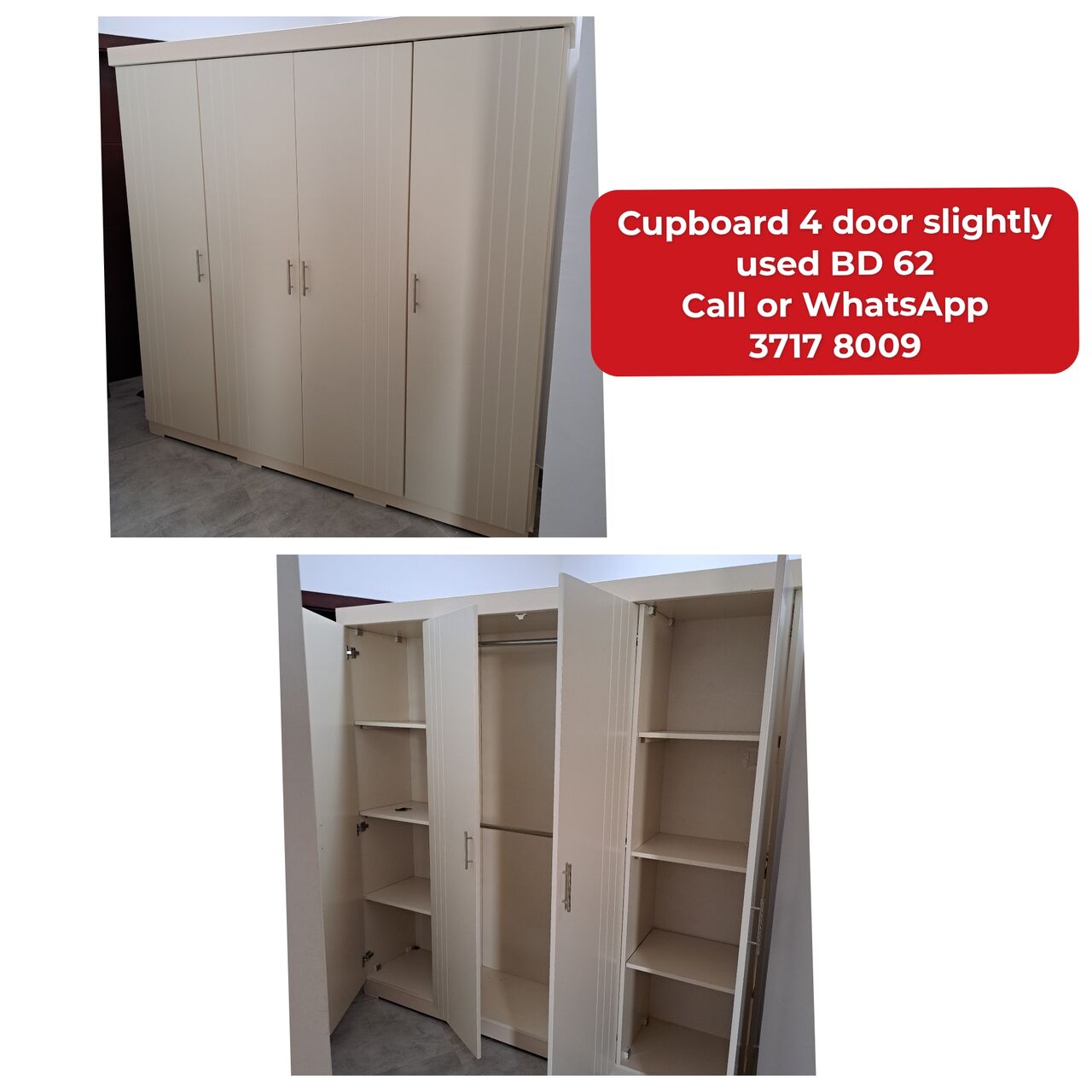 Manama, Furniture, BHD 62,  🌍🌎Cupboard 4 Door In Good Condition For Sale With Delivery