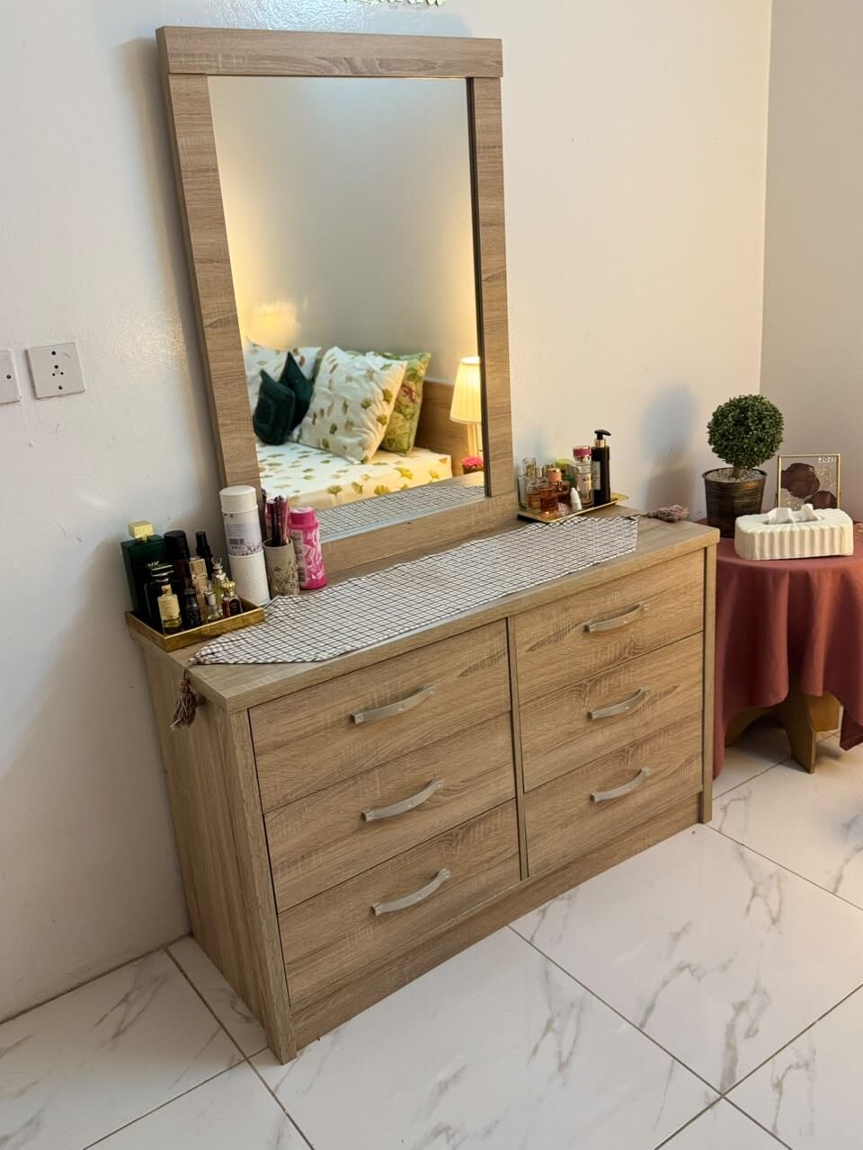 Riyadh, Furniture, SAR 1500,  Homebox Bedroom Set Including 2 Side Tables , Dresser And 4 Door Cupboard