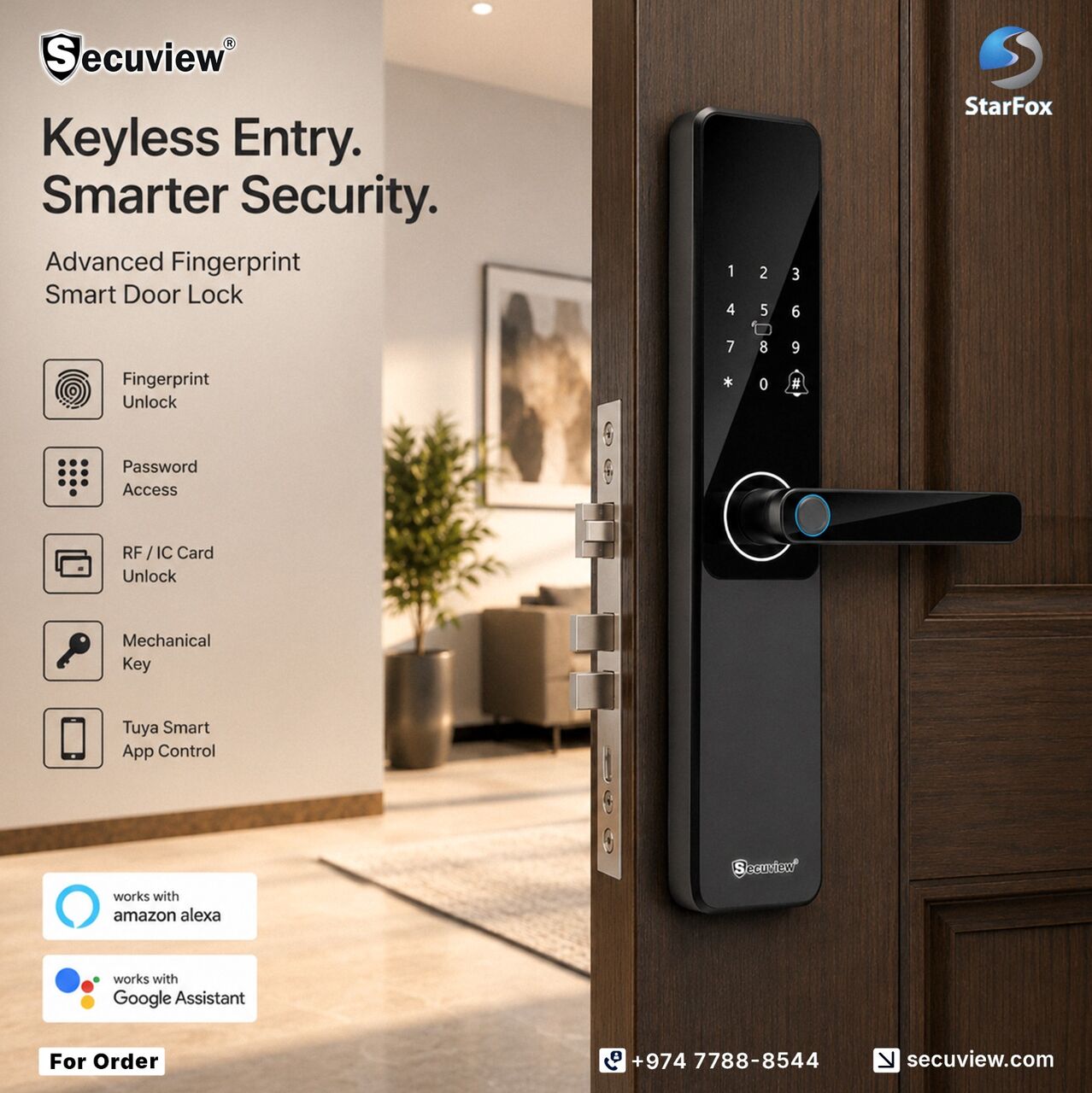 Doha, Electronics, QAR 750,  Secuview Keyless Entry Smart Door Lock With Fingerprint