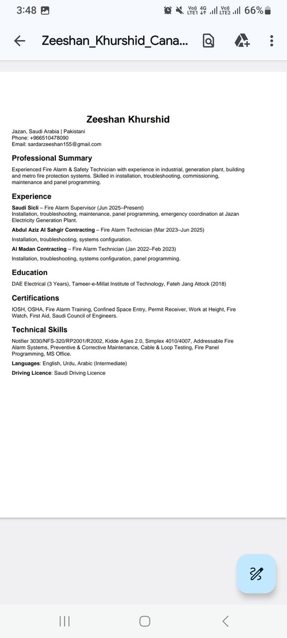 Jeddah, Job Seekers, Fire Alarm Technician / Fire Alarm Supervisor