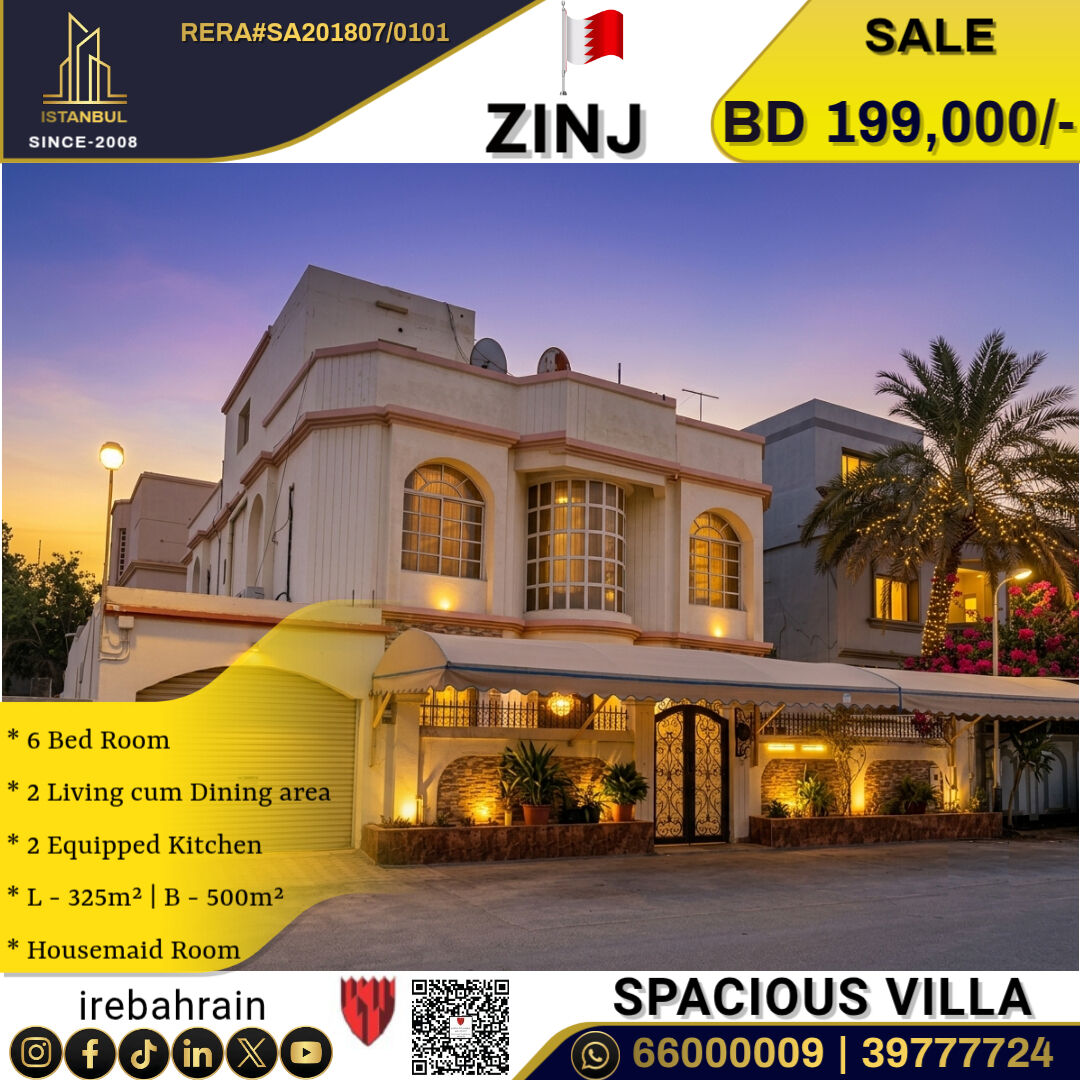 Zinj, Real Estate For Sale, BHD 199000,  Villa For Sale In Zinj