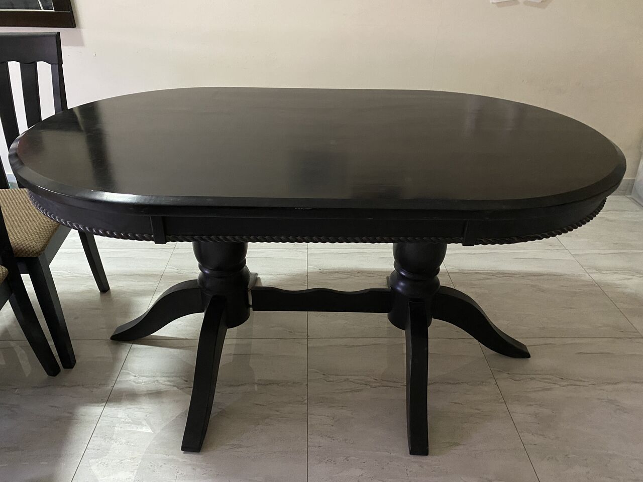 Tubli, Furniture, BHD 190,  Dining Room Solid Wood Dark Brown Table With 6 Chairs, 135 X 95 X 75. Price Is Negotiable