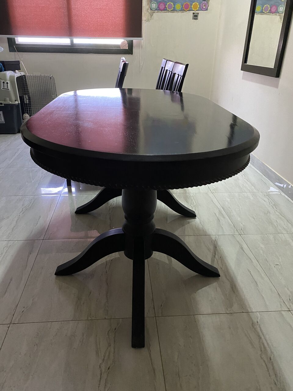 Tubli, Furniture, BHD 190,  Dining Room Solid Wood Dark Brown Table With 6 Chairs, 135 X 95 X 75. Price Is Negotiable