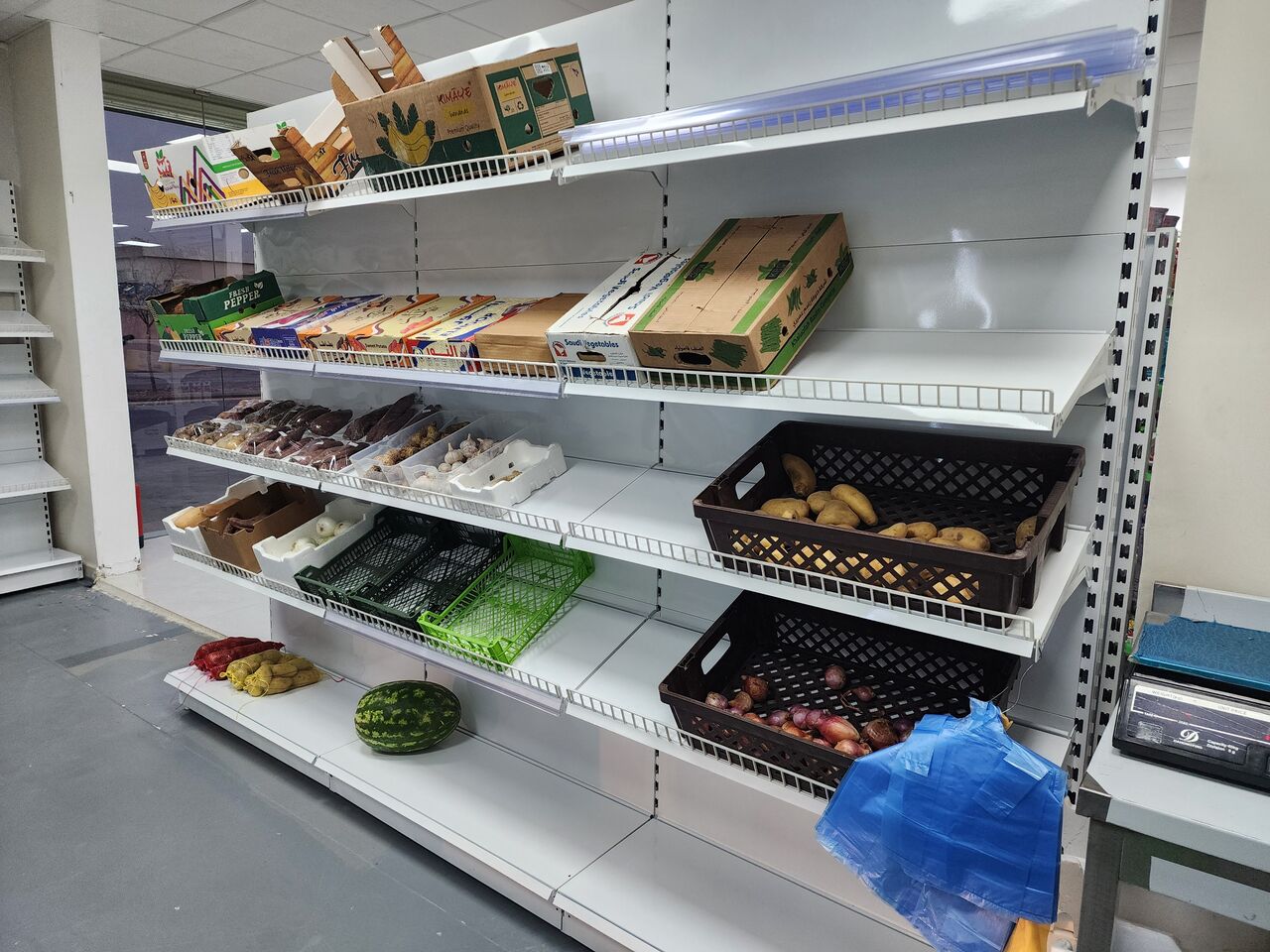 Sulai, Furniture, SAR 17000,  Shop Display Chiller, Racks, Packing Machine, Tables. All Items Together For Sale