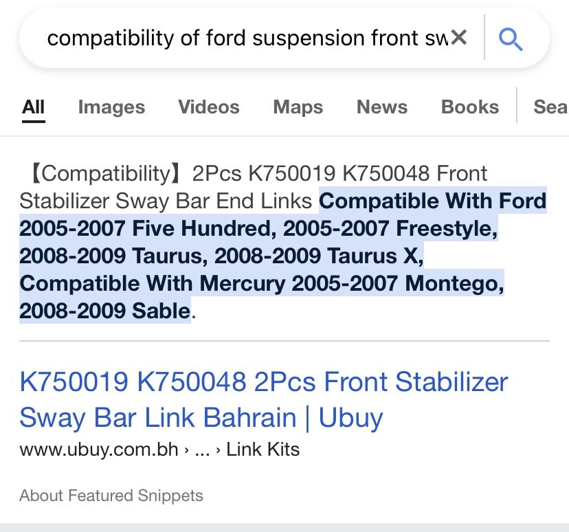 Tubli, Auto Parts, BHD 30,  Ford Suspension Rear Sway Bar End Link Part # K750019 2 Pieces