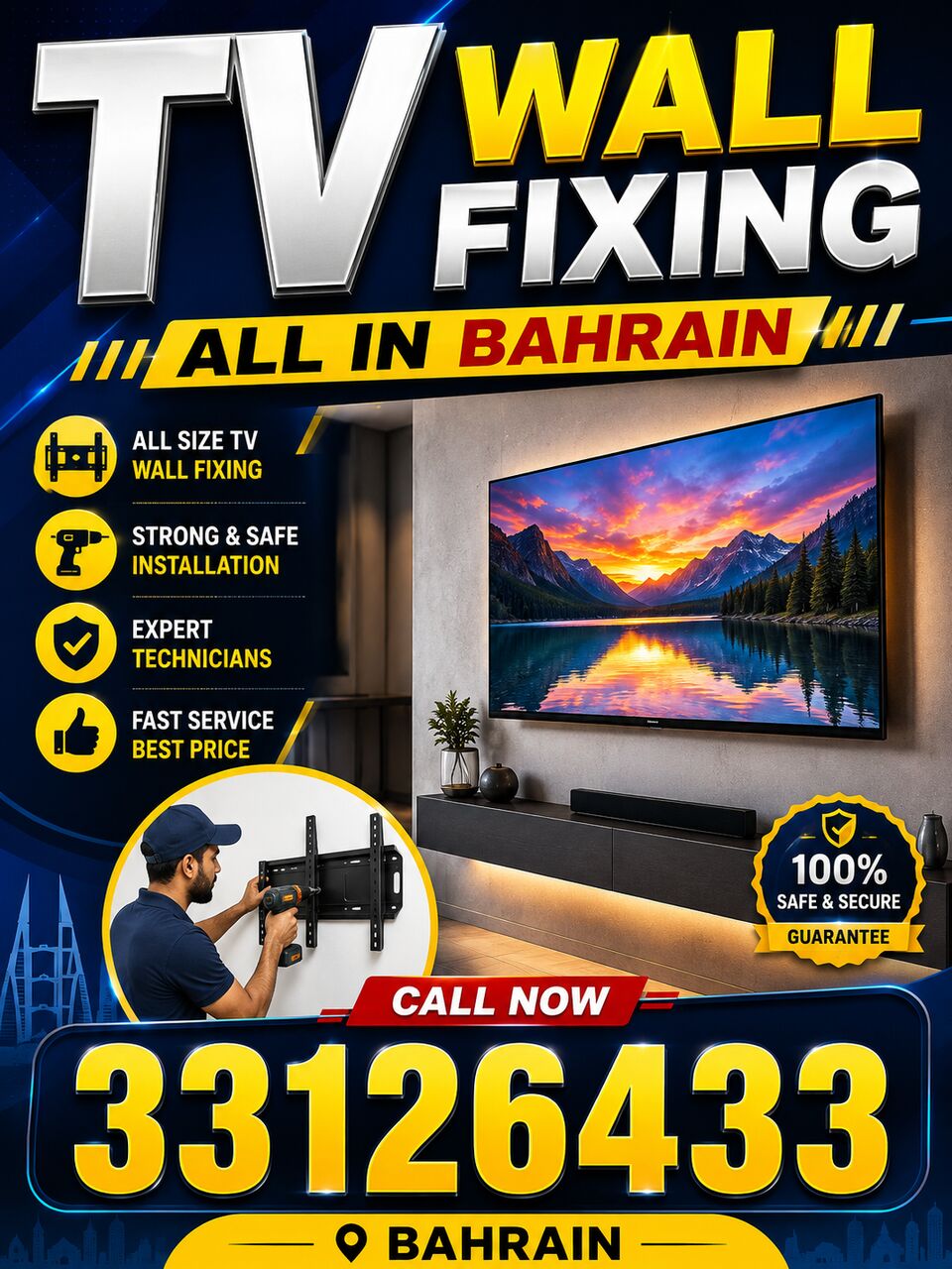 Juffair, Television, Tv Wall Mount Fixing Available