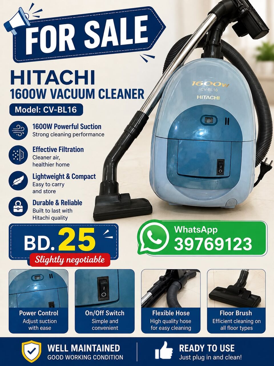 Manama, Appliances, BHD 25,  Hitachi CV-BM16
