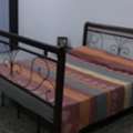 BHD 80,  Combination Of Dark Brown Wood And Steal Queen Size Bed 150 X 190, Price Is Negotiable