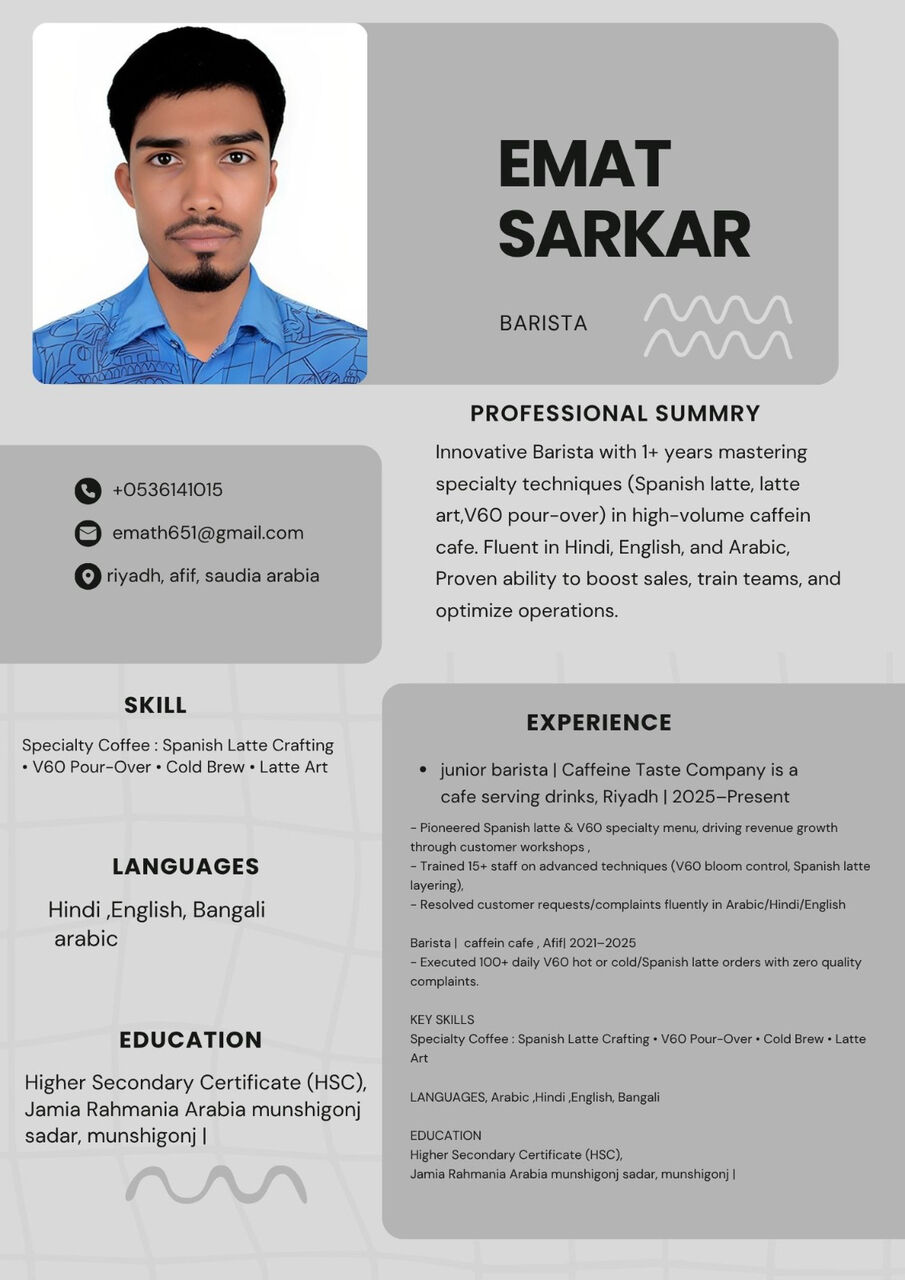 Afif, Job Seekers, Barista Job Seekers