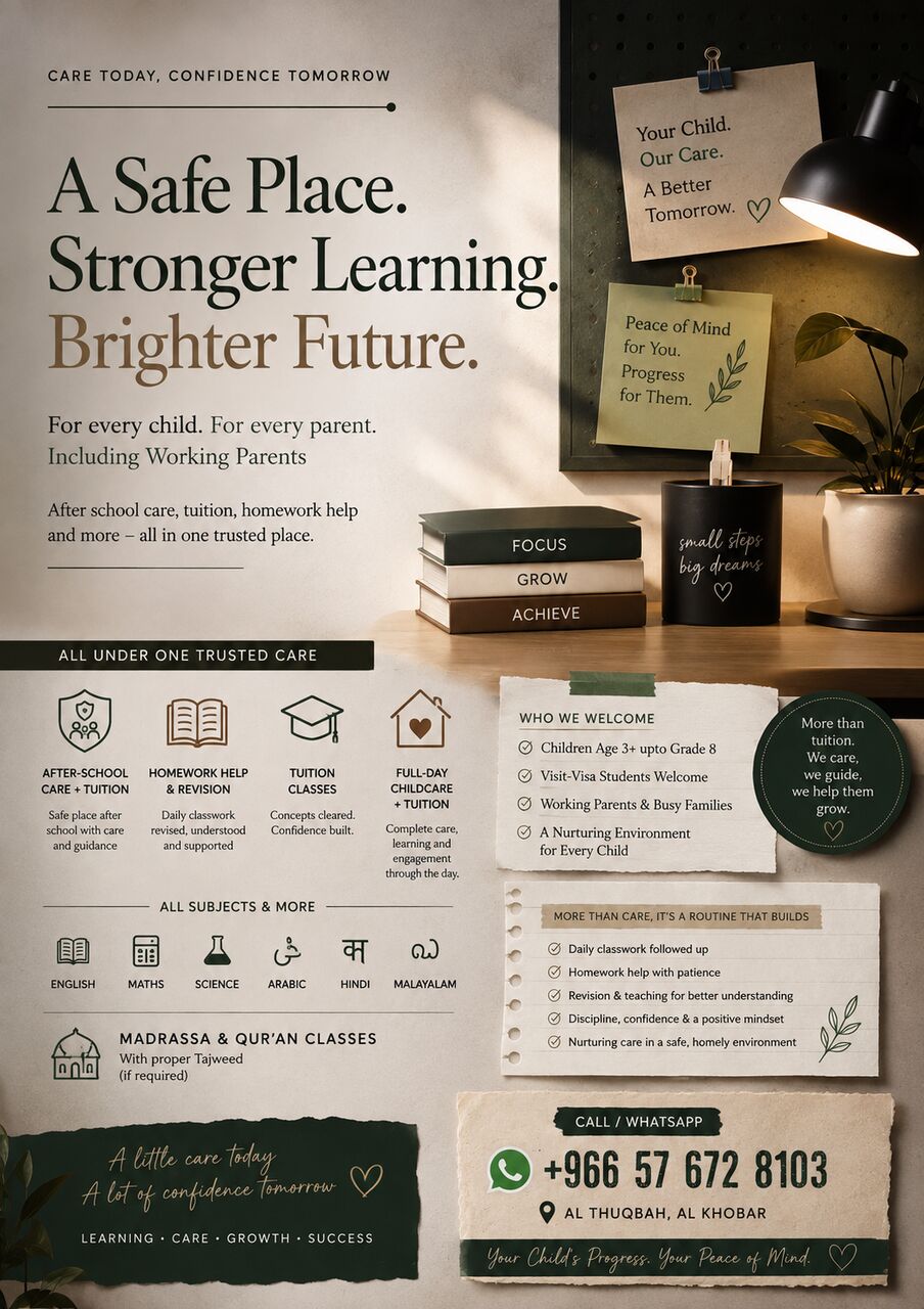 Al Thuqbah, Lessons Offered, Home Tuition In Al Thuqbah - KG Onwards - Personalised Attention