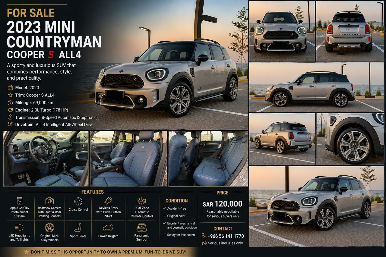 Dammam, Vehicles, Cars & Trucks , SAR 120000,  Mini Countryman S,  2023,  Automatic,  69000 KM,    ALL4