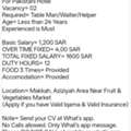 Table Man/Helper+Waiter For Pakistani Hotel