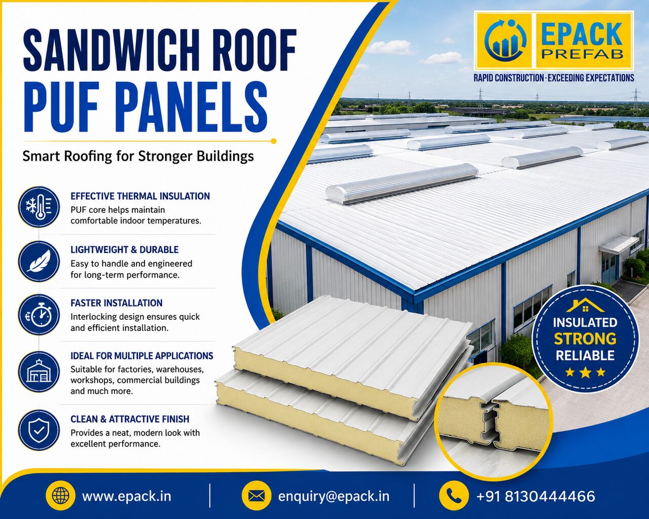 Greater Noida, Construction, Sandwich Roof PUF Panels For Energy-Efficient Buildings