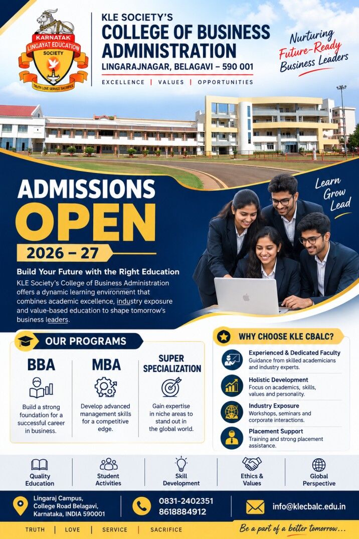 Bangalore, Education, CBL Basic - Bba Colleges In Karnataka | KLE BBA