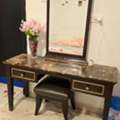 BHD 15,  Elegent Design Solid Wood And Marble Top Dressing Table With Soft Cushioning Chair