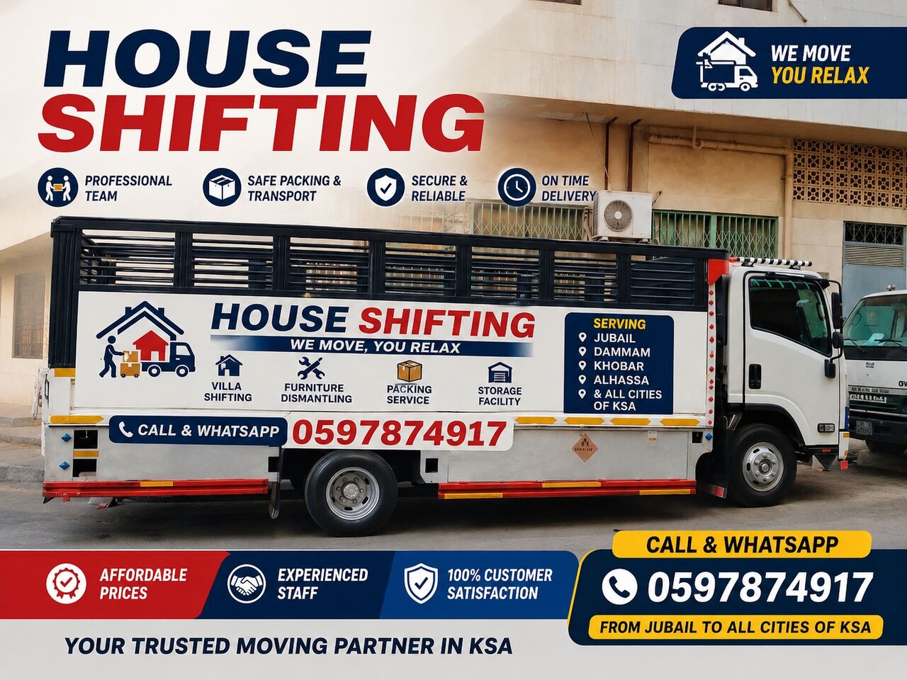 Jubail, Labor/Moving, House 🏡 Shifting/Furniture Fixing & Unfixing/Loading & Unloading/0597874917