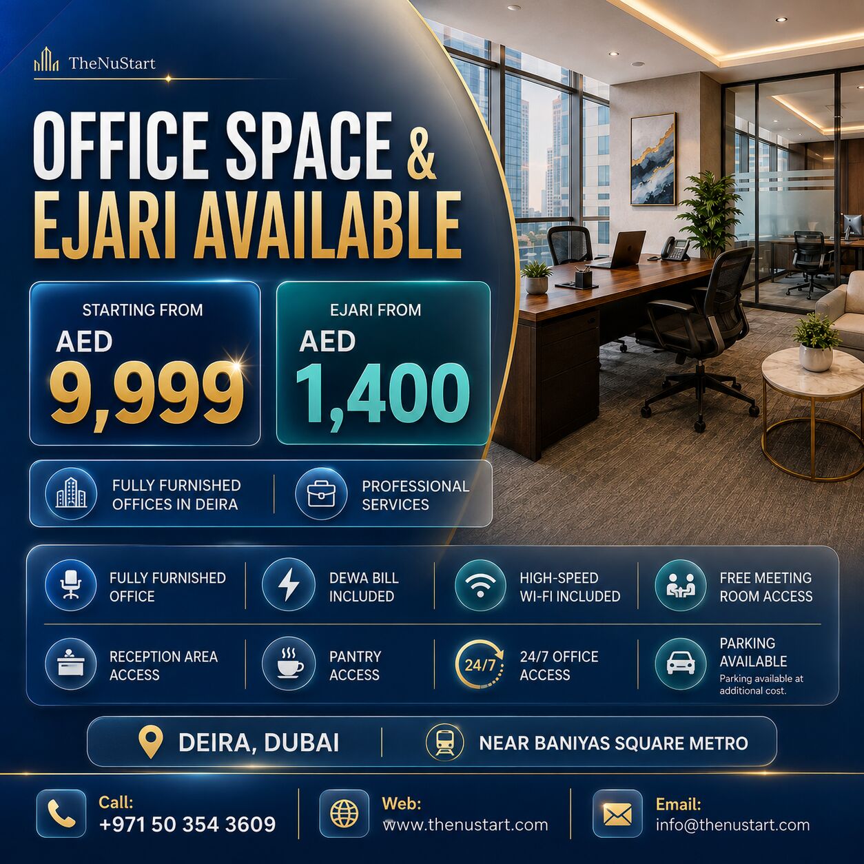 Deira, Offices, AED 9999,  Private Furnished Office In Deira With Utilities Included