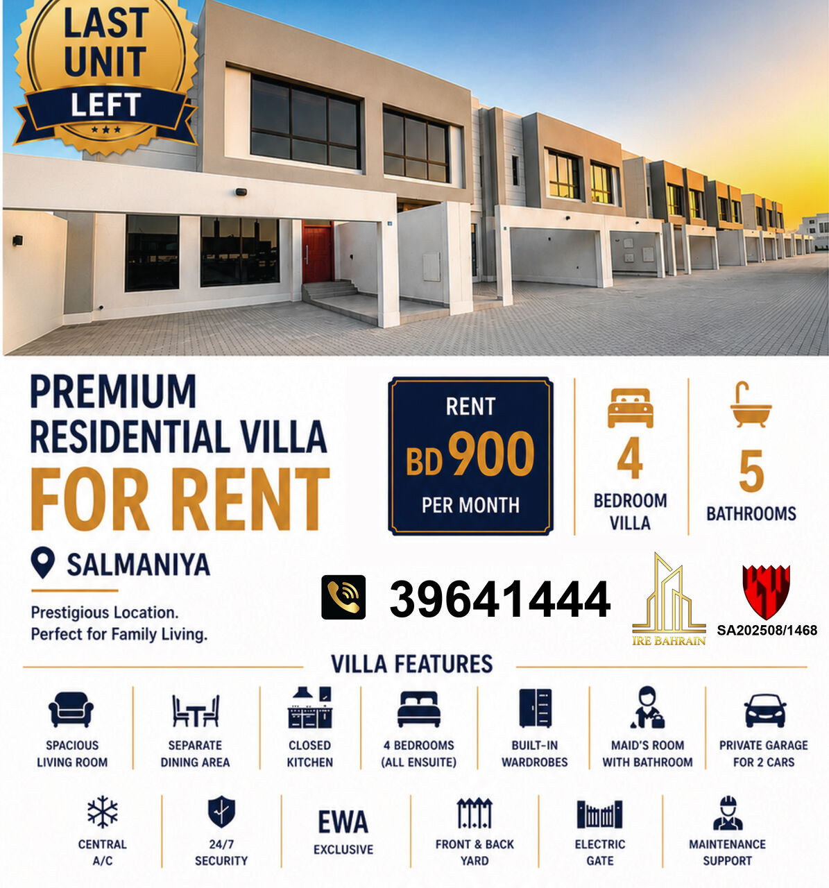 Salmaniya, Villas, BHD 900,  400 Sq. Meter,  Premium Residential Villa For Rent In Salmaniya BD.900/-