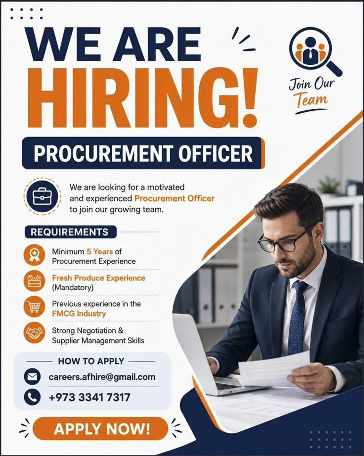 Manama, Jobs, Hiring For Procurement Officer