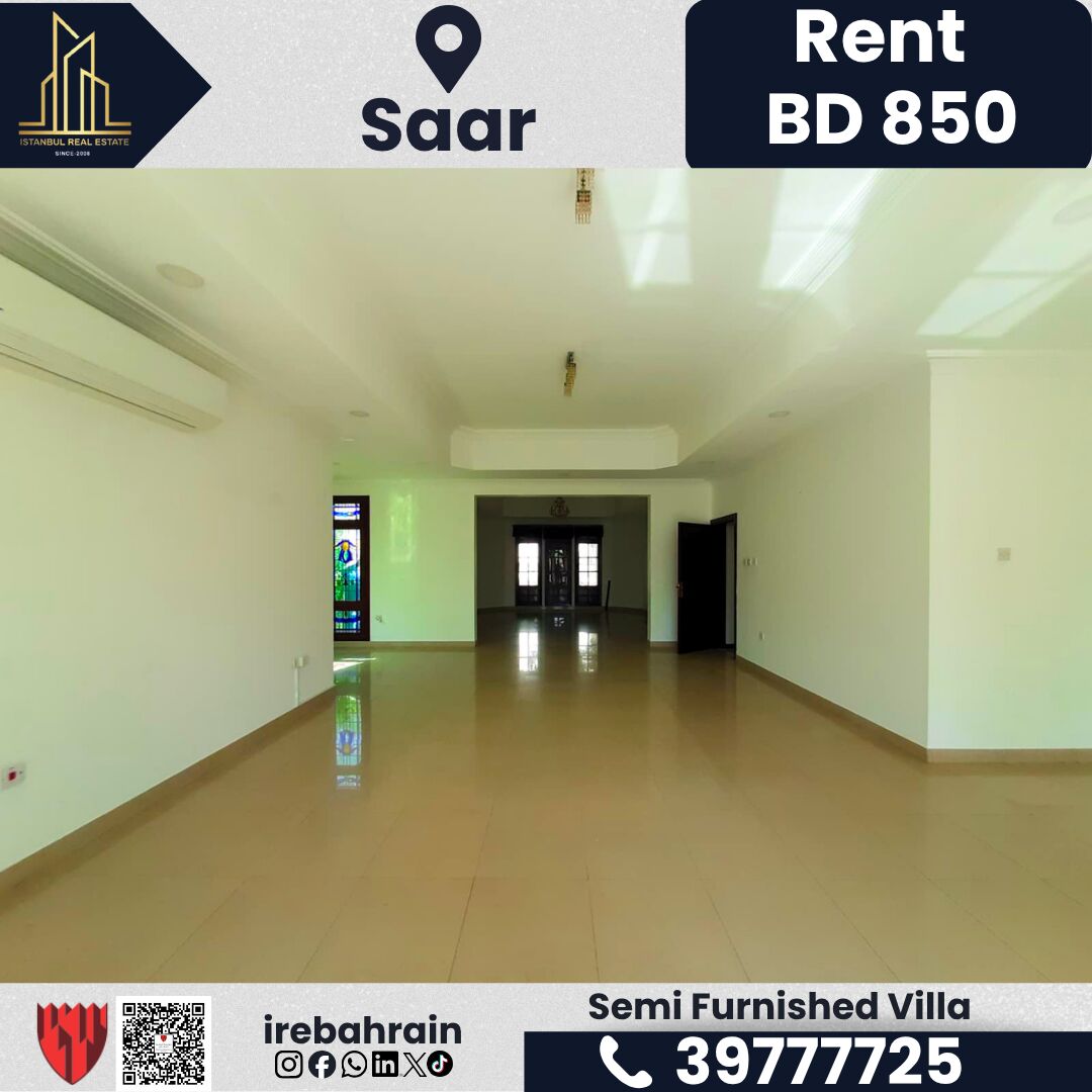 Saar, Apartments, Flats, Houses & Villas, BHD 850/month,  Furnished,  5 BR,  Spacious Semi-Furnished Villa For Rent &ndash; Saar | BD 850/-