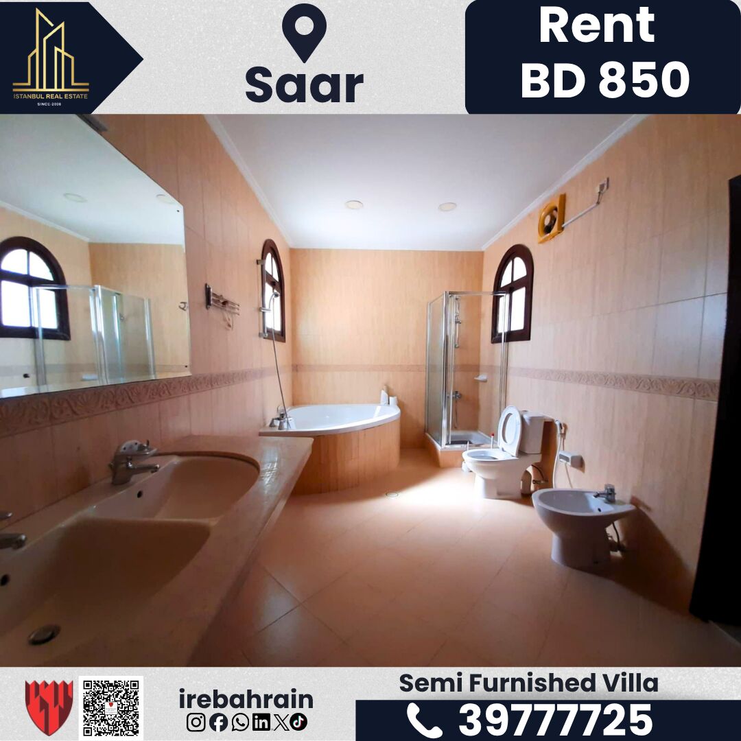 Saar, Apartments, Flats, Houses & Villas, BHD 850/month,  Furnished,  5 BR,  Spacious Semi-Furnished Villa For Rent &ndash; Saar | BD 850/-