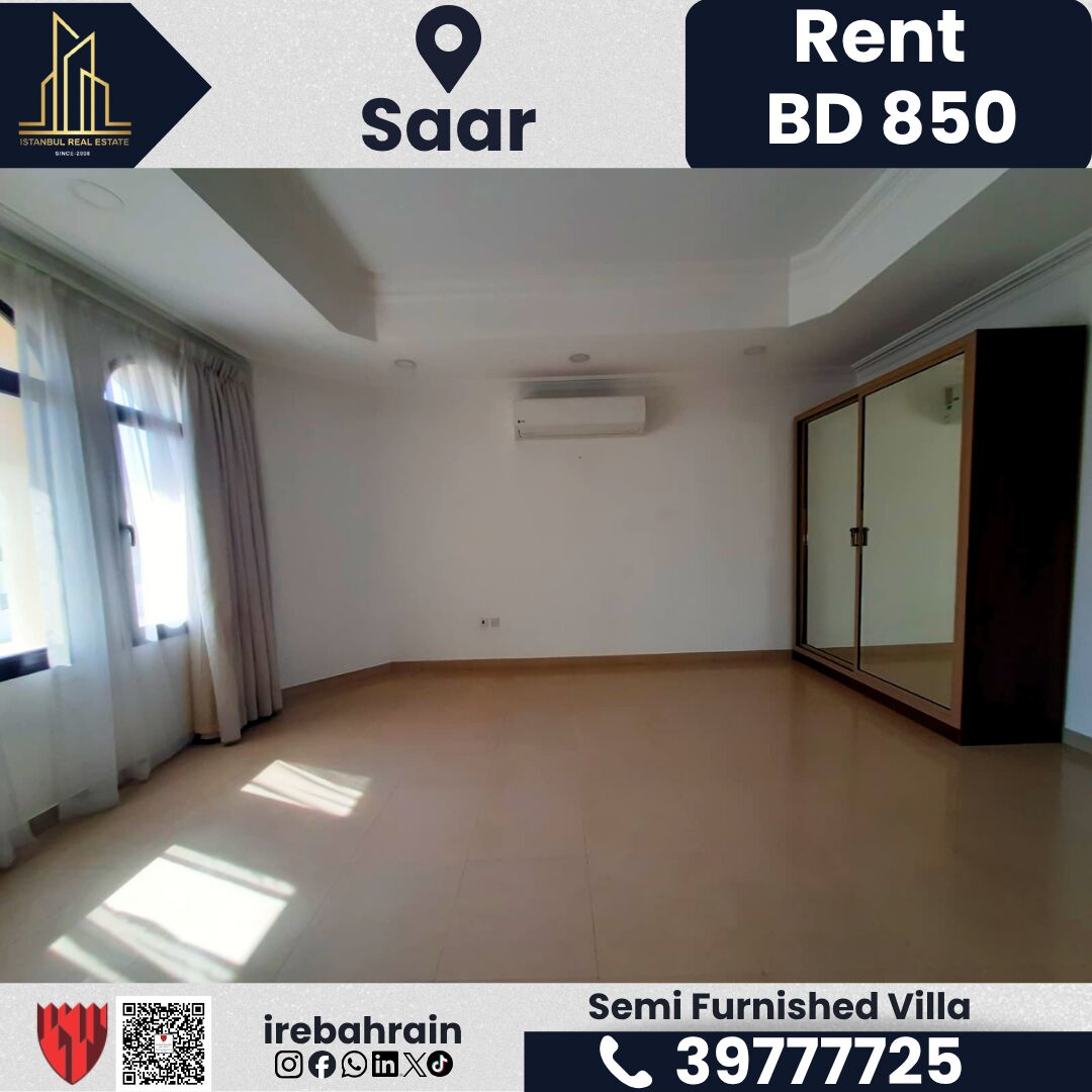 Saar, Apartments, Flats, Houses & Villas, BHD 850/month,  Furnished,  5 BR,  Spacious Semi-Furnished Villa For Rent &ndash; Saar | BD 850/-