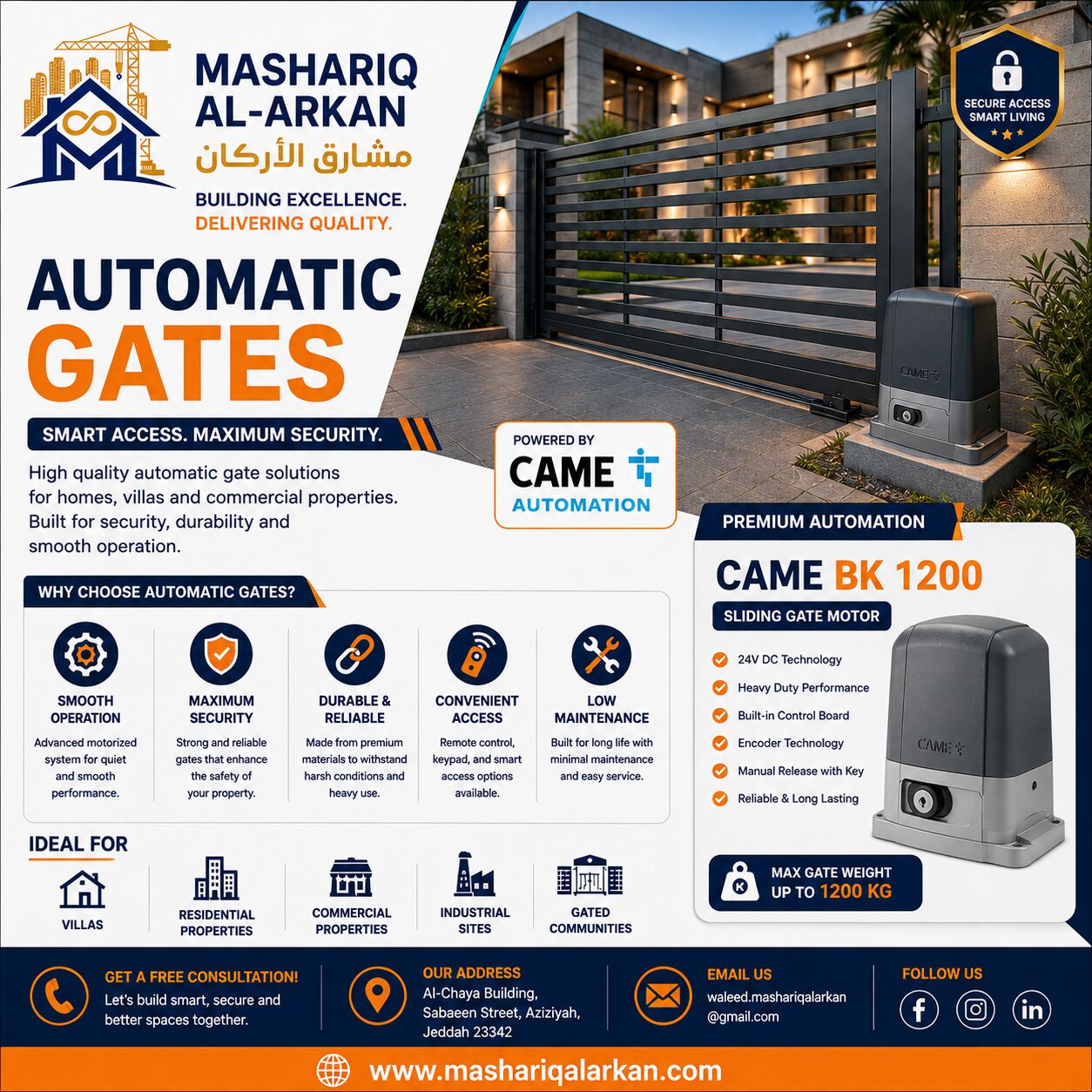 Jeddah, Construction, Automatic Gate Installation In Jeddah | Mashariq Al-Arkan