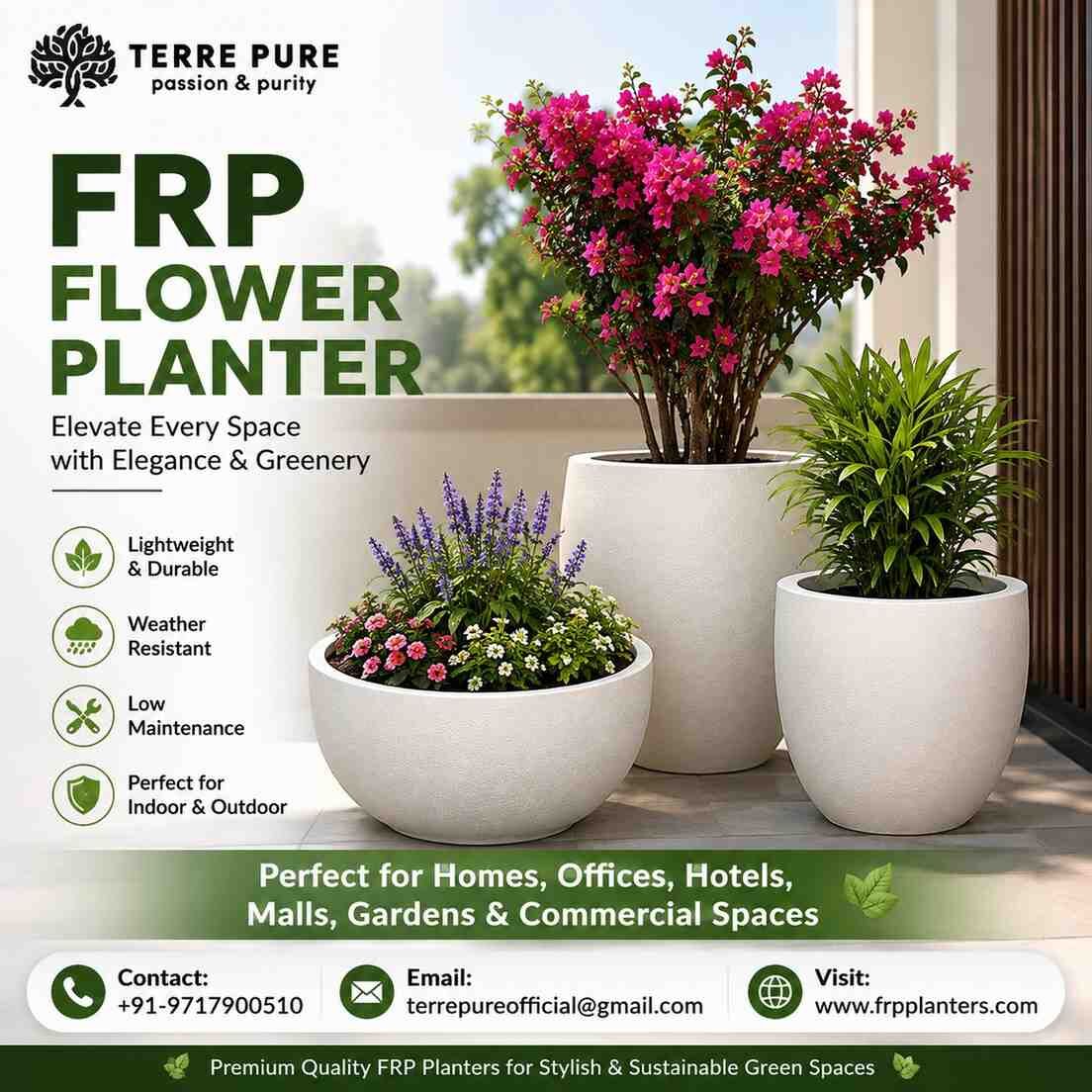 Greater Noida, Farm & Garden, Durable FRP Flower Planter For Homes, Offices & Commercial Spaces