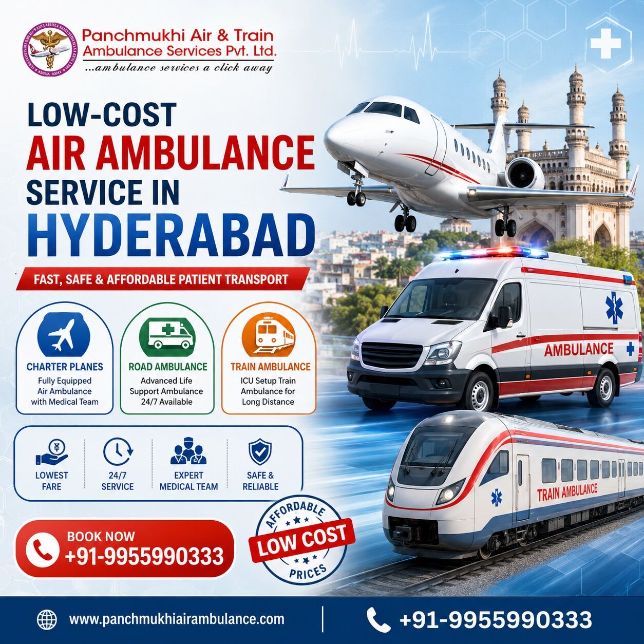 Hyderabad, Health, Get 24/7 Ambulance Support With ICU From Panchmukhi Air Ambulance In Hyderabad