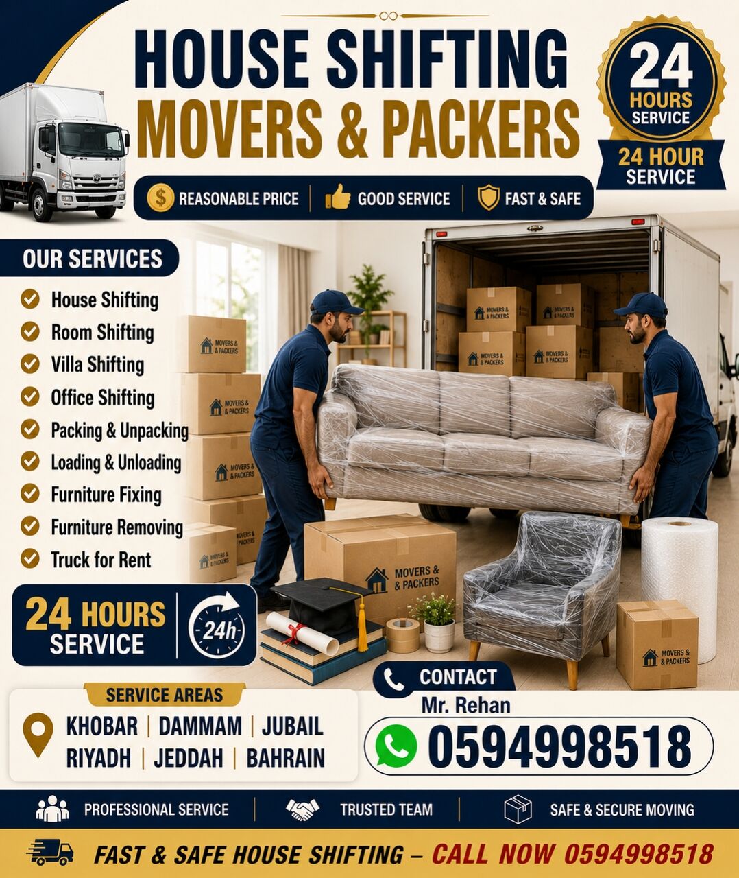 Khobar, Labor/Moving, HOUSE SHIFTING ■ MOVERS PACKERS ■COMPANY ■PROFESSIONAL TEAM ■REASONABLE PRICE ■~0594998518