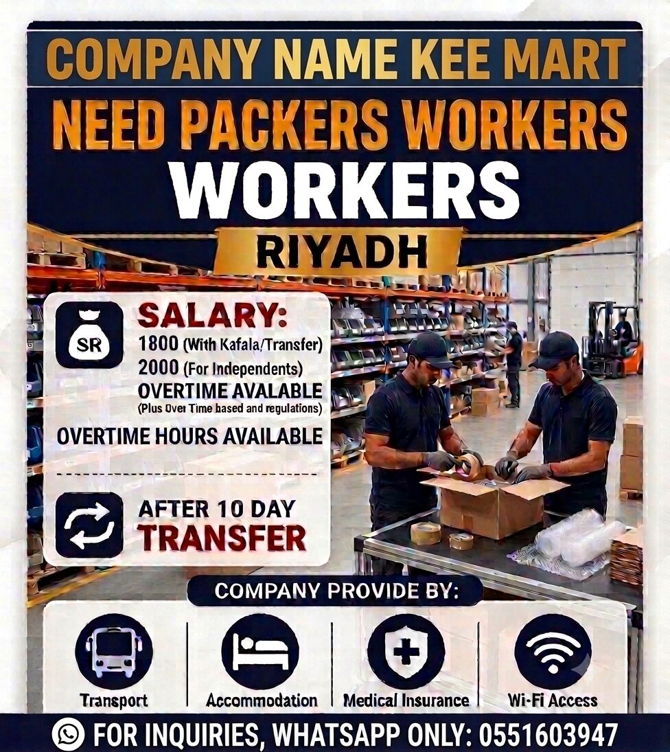Riyadh, Jobs, Warehouse Packers Workers Riyadh