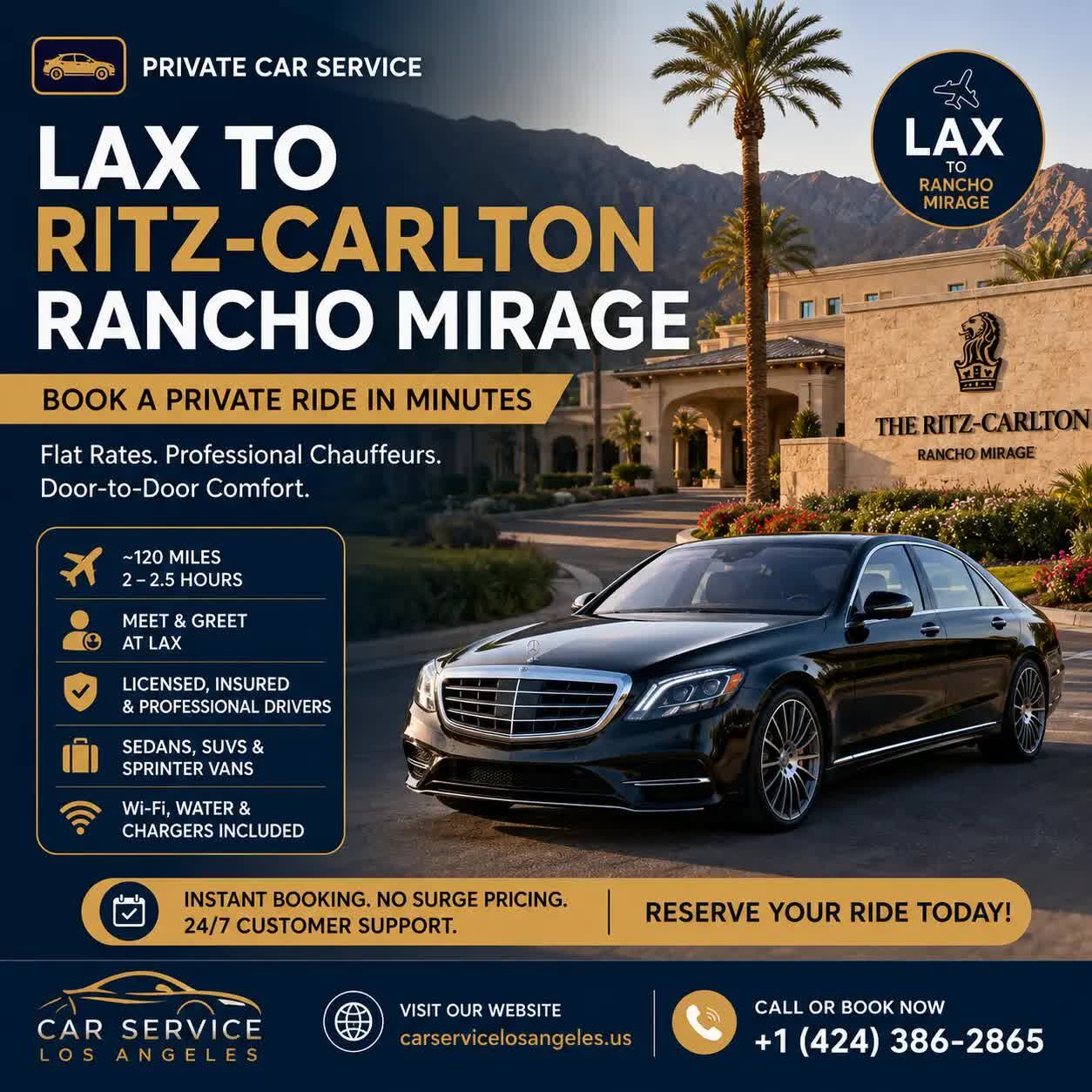 New York, Travel, LAX To Ritz-Carlton Rancho Mirage Car Service: Book A Private Ride In Minutes