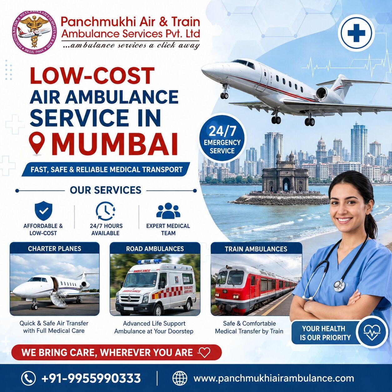 Mumbai, Health, Panchmukhi Air Ambulance In Mumbai Provides Advanced Critical Care Ambulances