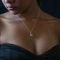 Custom Halo Diamond Necklace In Gold & Platinum