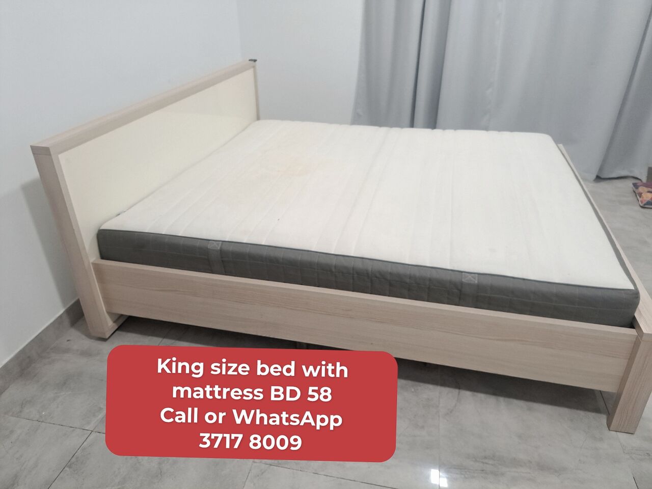 Manama, Furniture, BHD 58,  🌍🌎King Size Bed With Mattress In Good Condition For Sale With Delivery