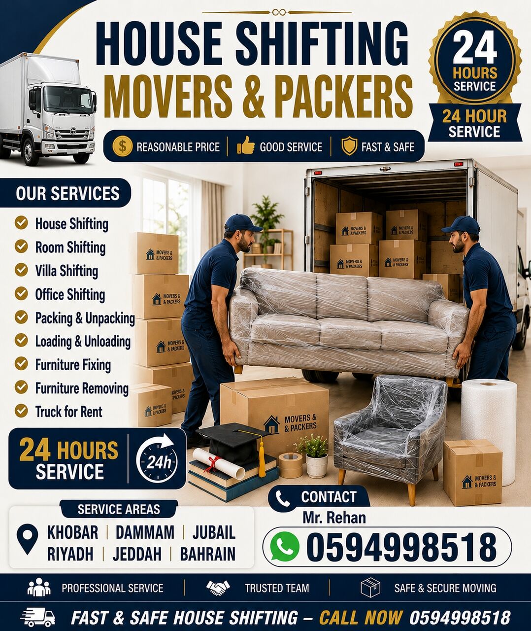 Khobar, Labor/Moving, HOUSE SHIFTING ■ MOVERS PACKERS ■COMPANY ■PROFESSIONAL TEAM ■REASONABLE PRICE ■~0594998518