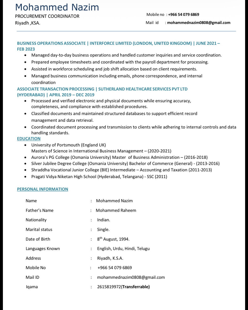 Dammam, Job Seekers, Procurement And Logistics Officer