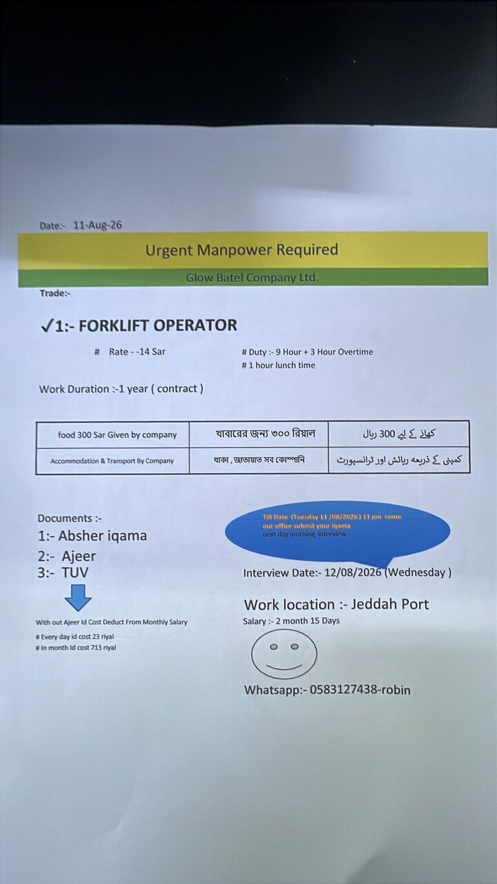 Jeddah, Jobs, Urgently Needed Manpower