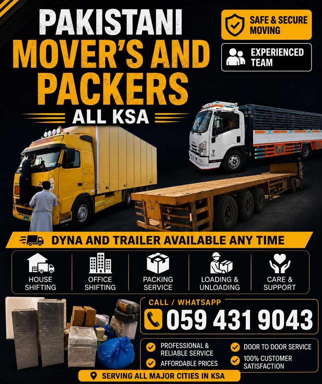 Taif, Labor/Moving, HOUSE SHIFTING*⁠･⁠゜MOVER PACKER DYNA TRANSPORT COMPANY MATERIAL TRUCK FOR RENT 0594319043