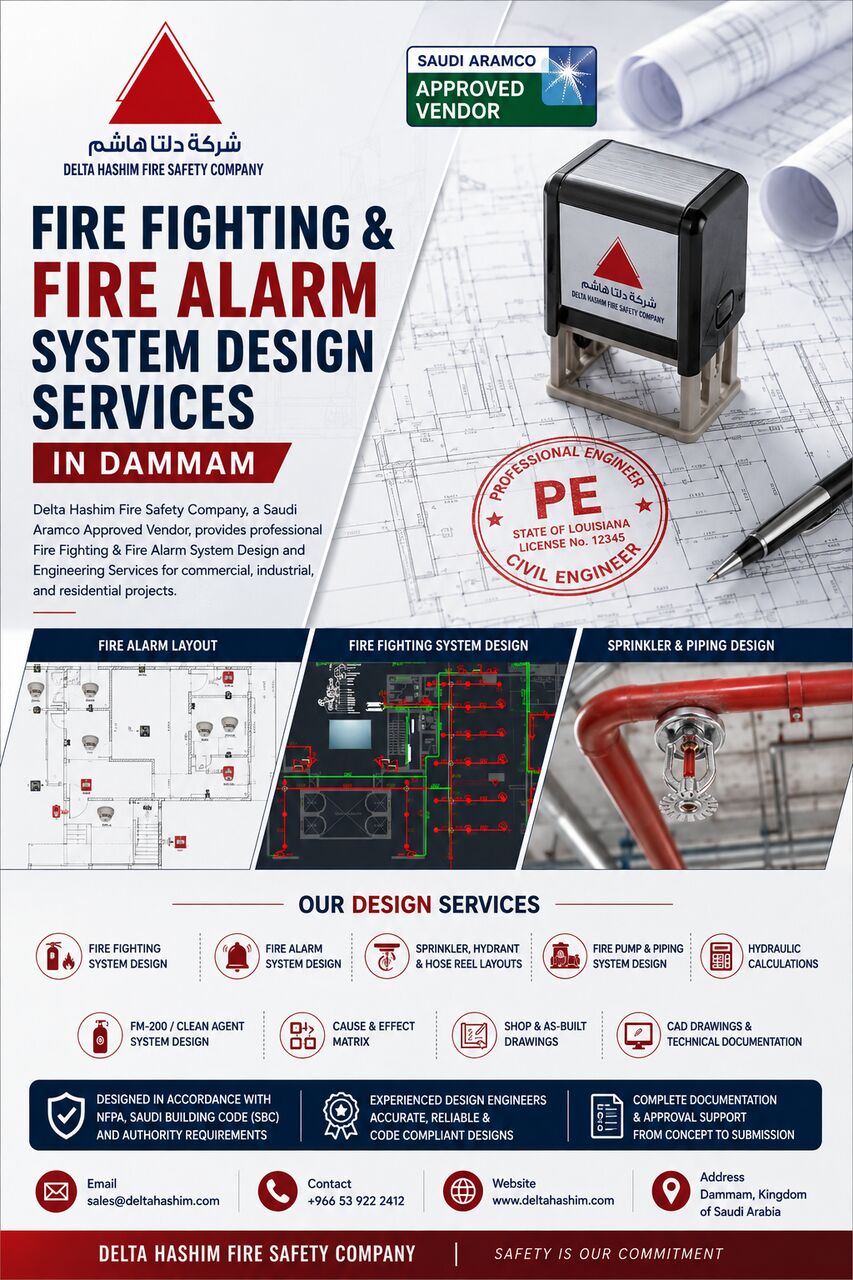 Dammam, Construction, Fire Fighting & Fire Alarm Designing, PE Stamping Services In Dammam