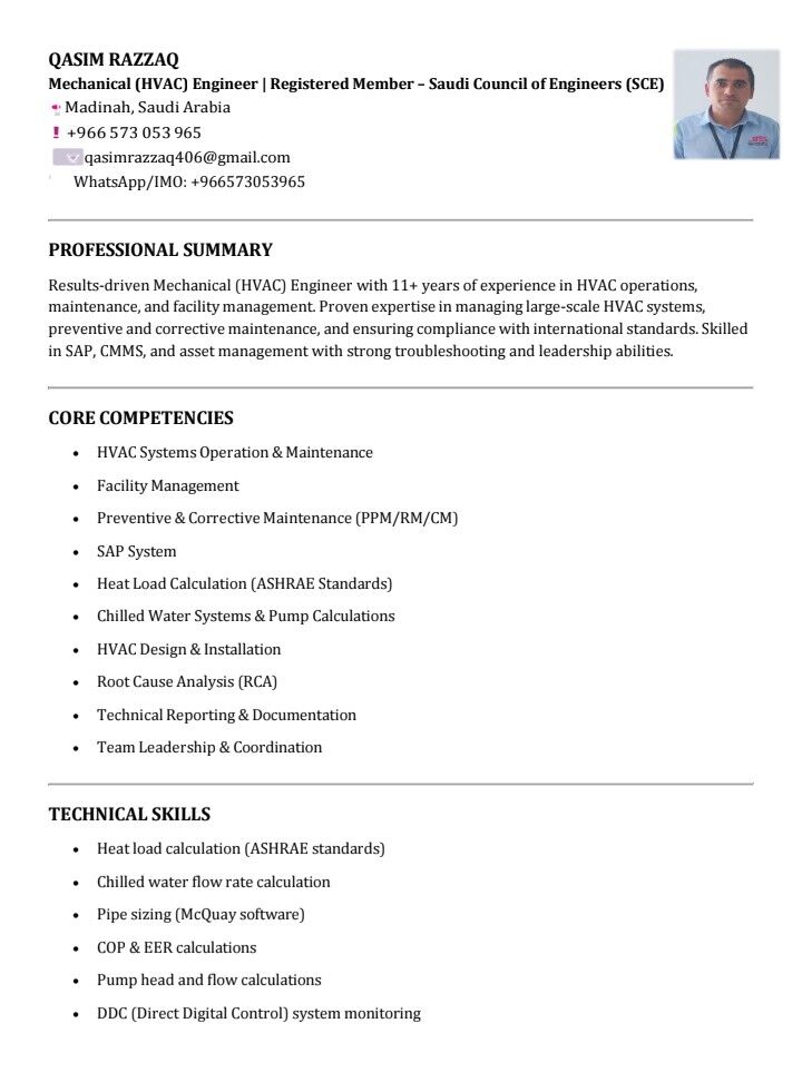 Jeddah, Job Seekers, Mechanical (HVAC) Engineer/ MEP Engineer