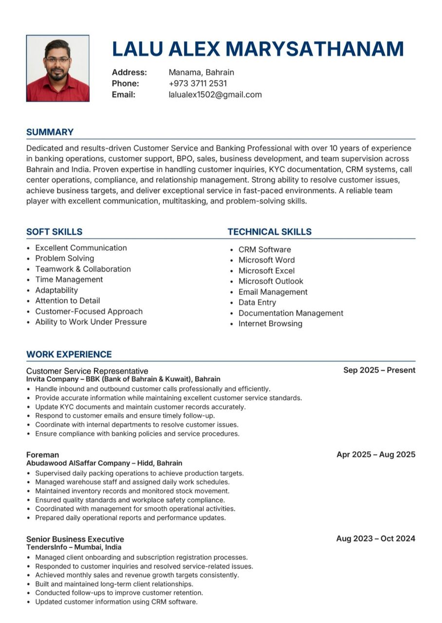Manama, Job Seekers, Customer Service Representative