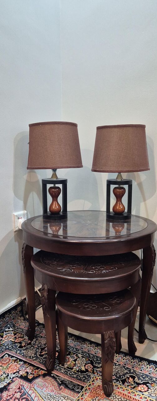 Al Rehab, Furniture, SAR 500,  Round Table Set With Lamps Set