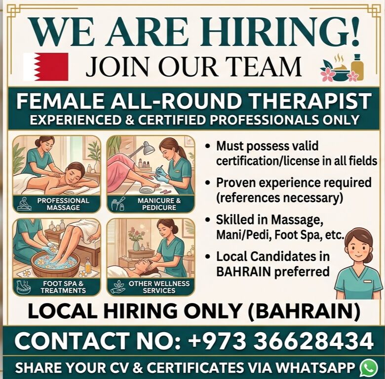 Riffa, Jobs, Al Round Female Therapist (spa Alround)