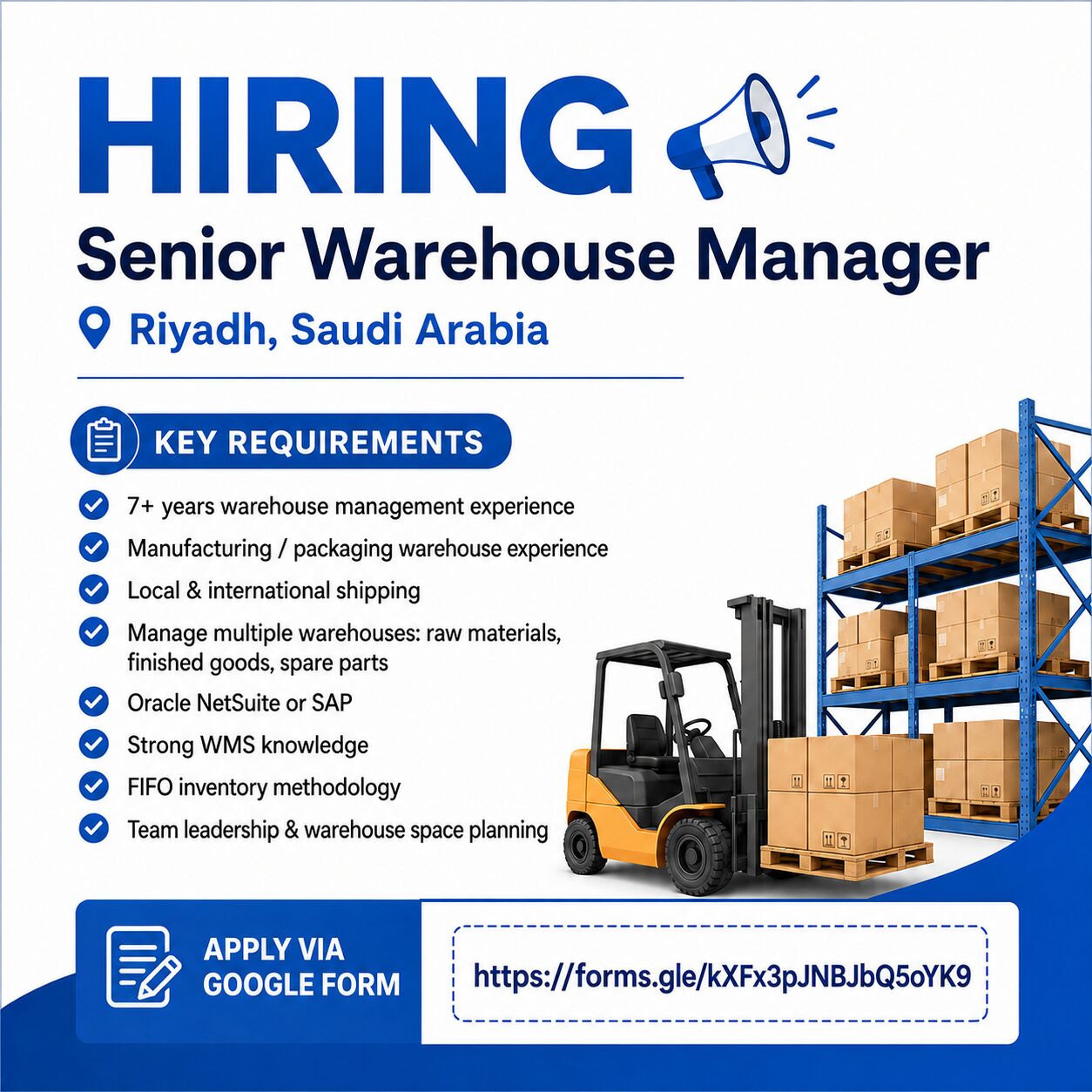 Riyadh, Jobs, Senior Warehouse Manager