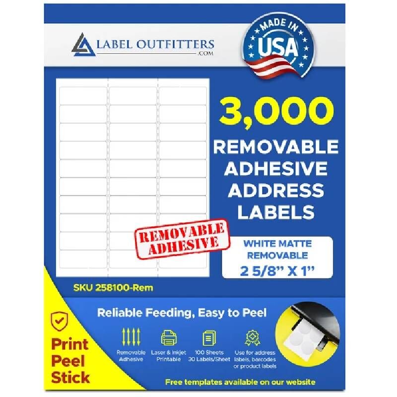 New York, Appliances, USD 18,  White Removable Laser Labels | Adhesive Labels