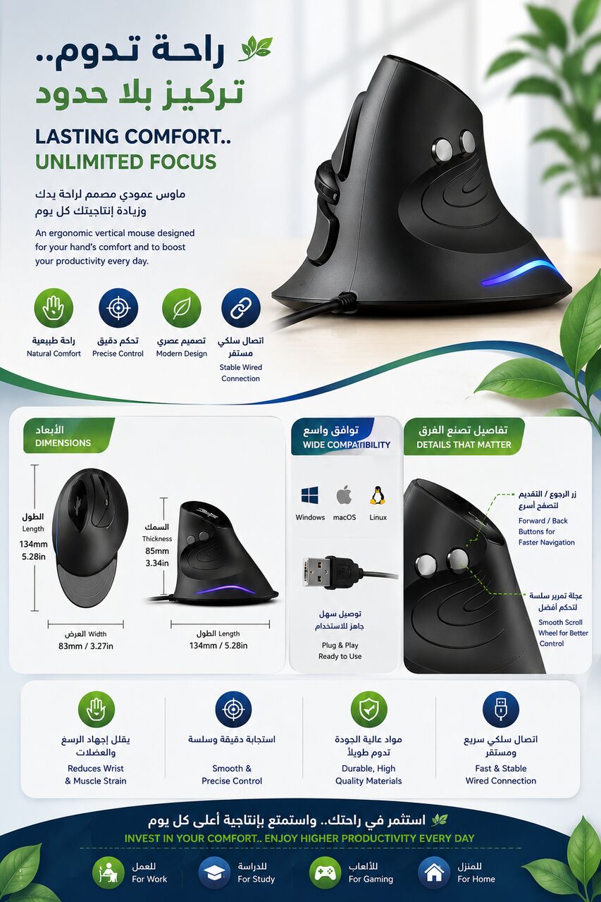Al Manar, Computers, SAR 80,  🖱️ Ergonomic Vertical Mouse – Brand New ✨
