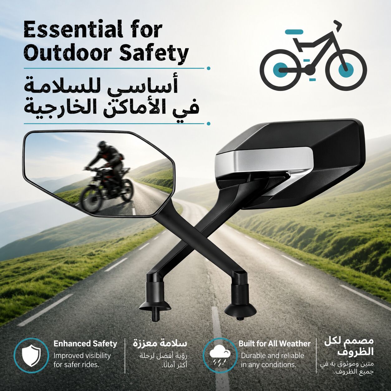 Al Manar, Motorcycles, SAR 70,  Wide-Angle Motorcycle Side Mirrors 🏍️