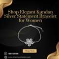 INR 4000, Shop Elegant Kundan Silver Statement Bracelet For Women